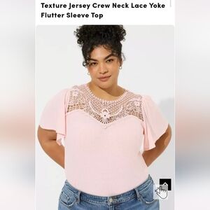 Jersey Crew Neck Flutter Sleeve Top